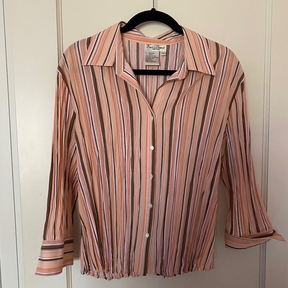 Fred David stretch pleated blouse, long sleeve , XL, multicoloured - Picture 1 of 6
